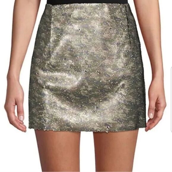 Free People FP-ONE Two Tone Camo Sequin Mini Skirt NWT Size 12 - Picture 3 of 11